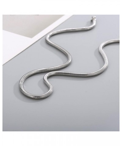 Stainless Steel Snake Chain Necklace for Men Women, Round Herringbone Snake Chain Necklace Solid Jewelry Silver 6mm 20.0 Inch...