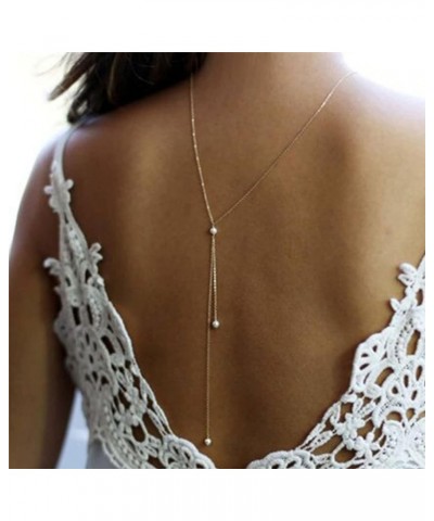 Back Necklace for Backless Dress Backdrop Necklace Body Chain Jewelry for Women Wedding Bridal Long Rhinestone Back Necklace ...