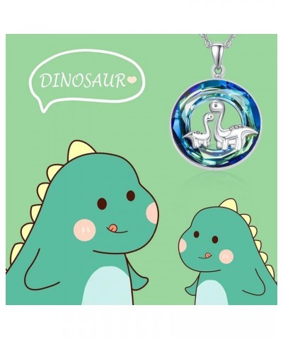 Dinosaur Necklace Sterling Silver Friend Necklace Crystal Family Animals Jewelry Gifts for Women Girls Daughter Birthday B-Di...