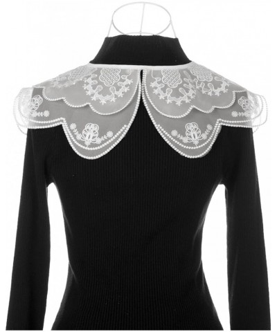 Detachable Fake Collar, Rhinestone Little Shawl Mini Cape Choker Necklace False Peter Pan Collar for Women Blouse White-2(wit...