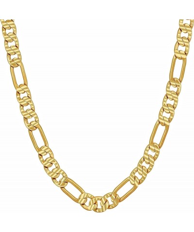 4.5mm & 6mm Swiss Diamond Cut Figaro Chain Necklaces 24k Real Gold Plated 16 inches 6mm $28.40 Necklaces