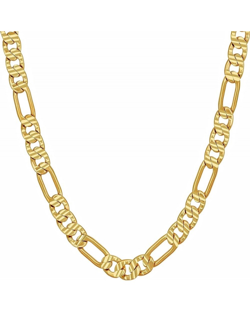 4.5mm & 6mm Swiss Diamond Cut Figaro Chain Necklaces 24k Real Gold Plated 16 inches 6mm $28.40 Necklaces