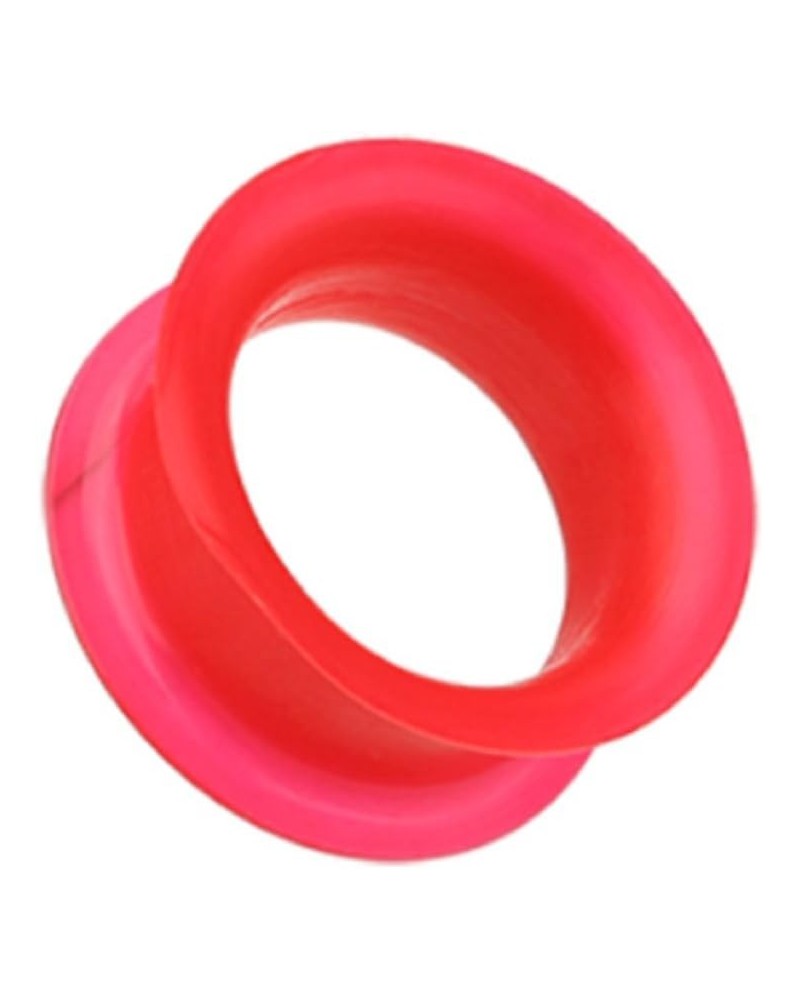 Ultra Thin Flexible Silicone Ear Skin Double Flared Ear Gauge Tunnel Plug (Sold by Pair) 1", Red $8.69 Body Jewelry