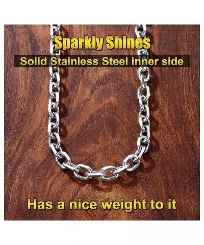 316L Stainless Steel Chain for Men/Women, Cable Link Necklace, 3/5/7/9/12MM Width, 18-30" (Send Gift Box) 24 inch C: 7mm-silv...