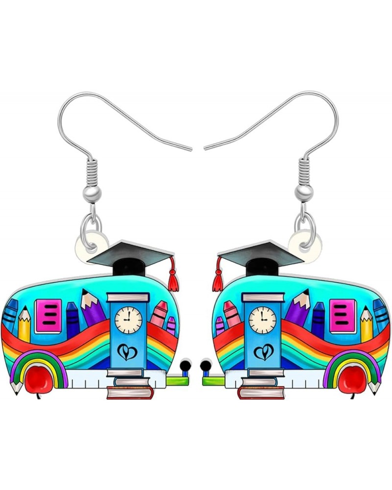 Cute Acrylic Teacher Earrings Back to School Dangle Fun Math Art Teacher Jewelry for Women Girls Kids Bulk Camper $7.97 Earrings