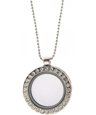 Necklaces Women Inlaid Living Memory Floating Charm Round Glass Locket Necklace Necklace Gun Black $4.39 Necklaces