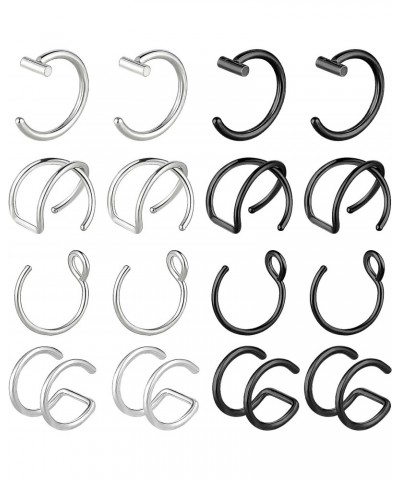 6Pcs Fake Nose Rings Fake Nose Piercing Gothic Septum Nose Ring 20G Stainless Steel Faux lip Piercing Hoop for Women Men $5.5...