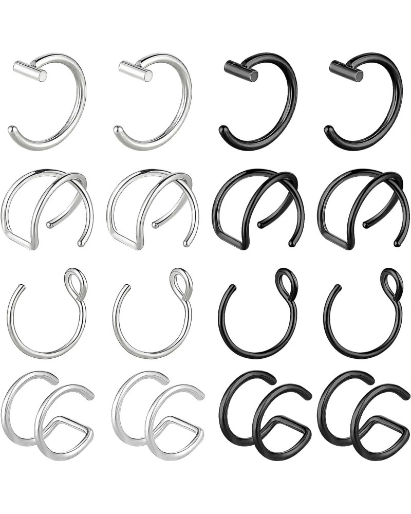 6Pcs Fake Nose Rings Fake Nose Piercing Gothic Septum Nose Ring 20G Stainless Steel Faux lip Piercing Hoop for Women Men $5.5...