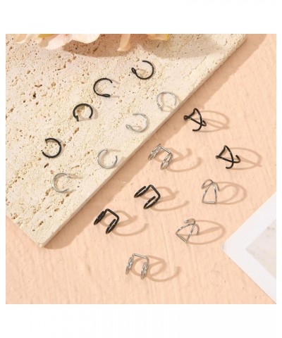 6Pcs Fake Nose Rings Fake Nose Piercing Gothic Septum Nose Ring 20G Stainless Steel Faux lip Piercing Hoop for Women Men $5.5...