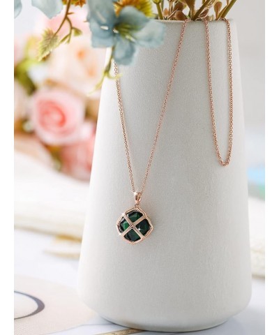 14MM Crystal Pendant Drop Dangle Necklace for Women Glod Plated Costume Jewelry Apr-Diamond-Rose Gold $9.35 Necklaces