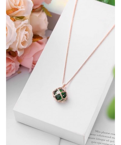 14MM Crystal Pendant Drop Dangle Necklace for Women Glod Plated Costume Jewelry Apr-Diamond-Rose Gold $9.35 Necklaces