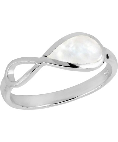 Everlasting Infinity Bond Semi Mother of Pearl Inlay .925 Sterling Silver Ring | Pearl Rings for Women Sterling Silver | Infi...