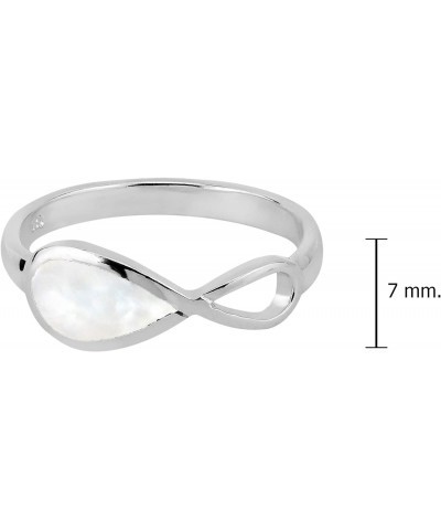 Everlasting Infinity Bond Semi Mother of Pearl Inlay .925 Sterling Silver Ring | Pearl Rings for Women Sterling Silver | Infi...