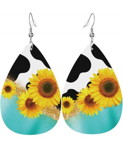 Faux Leather Teardrop Earrings For Teen Girls Women Drop Dangle Earrings Gift Yellow $6.53 Earrings