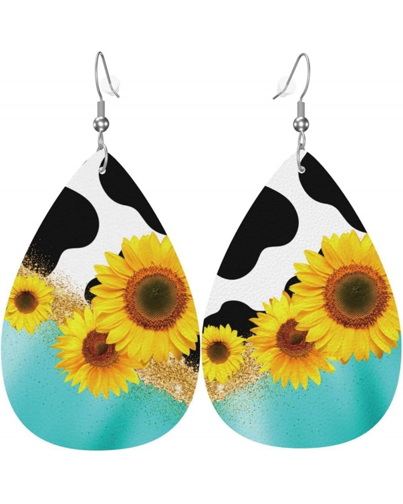 Faux Leather Teardrop Earrings For Teen Girls Women Drop Dangle Earrings Gift Yellow $6.53 Earrings