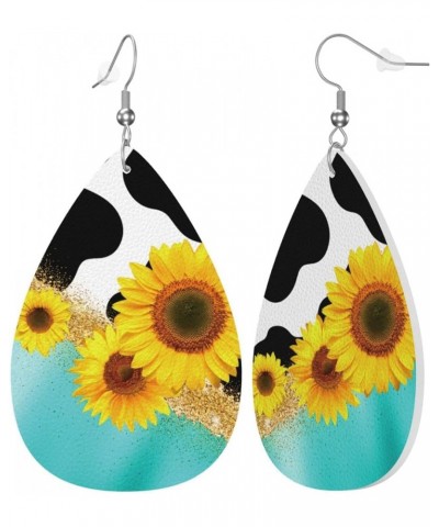 Faux Leather Teardrop Earrings For Teen Girls Women Drop Dangle Earrings Gift Yellow $6.53 Earrings