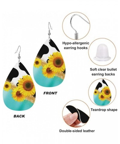 Faux Leather Teardrop Earrings For Teen Girls Women Drop Dangle Earrings Gift Yellow $6.53 Earrings