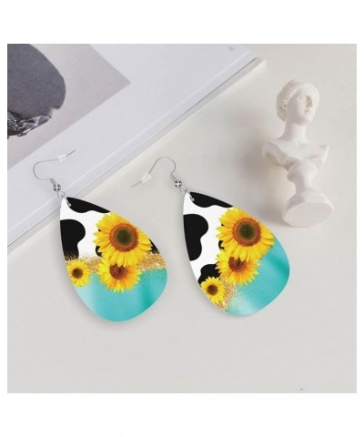 Faux Leather Teardrop Earrings For Teen Girls Women Drop Dangle Earrings Gift Yellow $6.53 Earrings