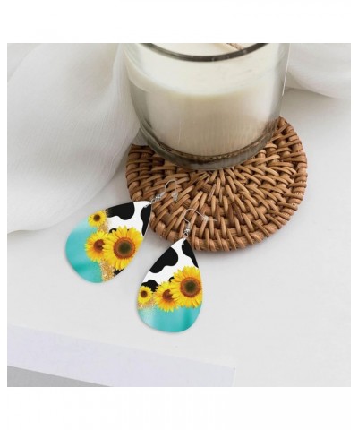 Faux Leather Teardrop Earrings For Teen Girls Women Drop Dangle Earrings Gift Yellow $6.53 Earrings