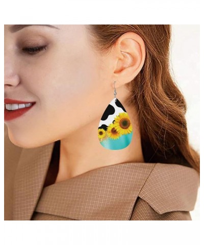 Faux Leather Teardrop Earrings For Teen Girls Women Drop Dangle Earrings Gift Yellow $6.53 Earrings