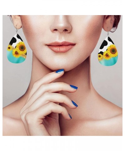 Faux Leather Teardrop Earrings For Teen Girls Women Drop Dangle Earrings Gift Yellow $6.53 Earrings