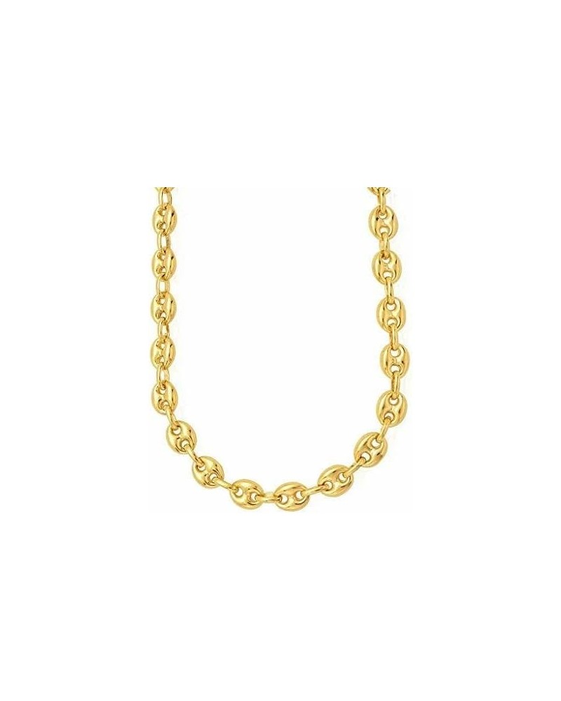 14k REAL Yellow Gold 4.7mm, 6.9, OR 11.00mm Shiny Puffed SOLID Mariner Chain Necklace or Bracelet Bangle for Pendants and Cha...