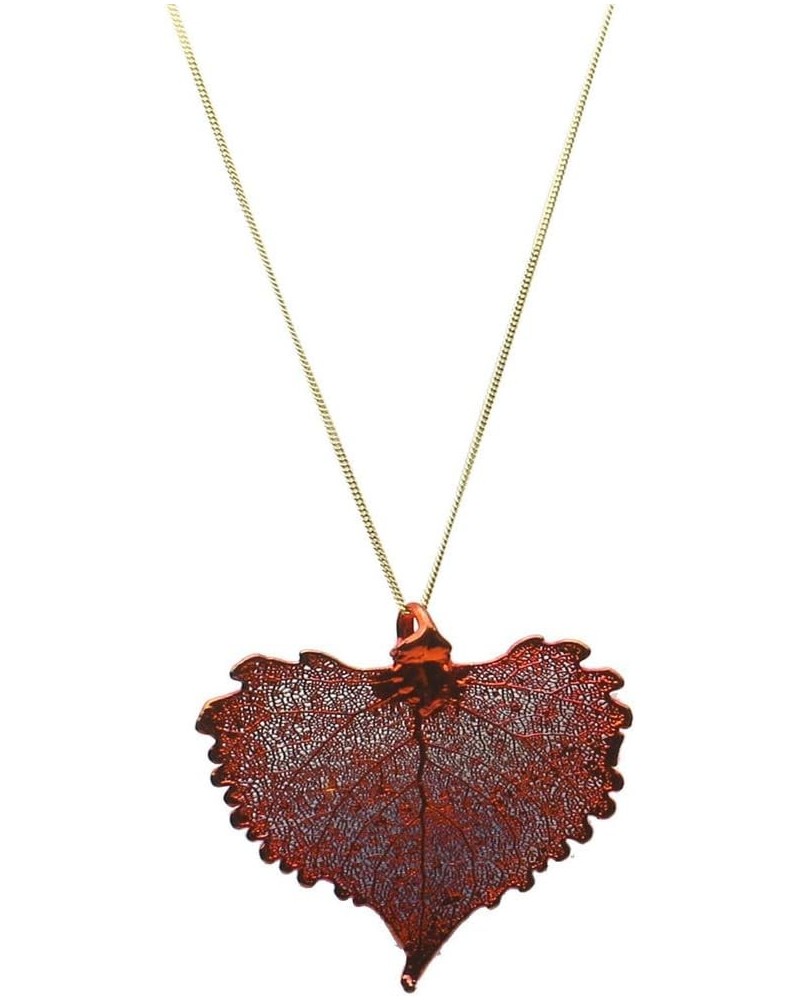 Irridescent Copper-Plated Cottonwood Leaf Pendant 18k Gold-Flashed Sterling Silver Curb Chain 18 inches $9.00 Others