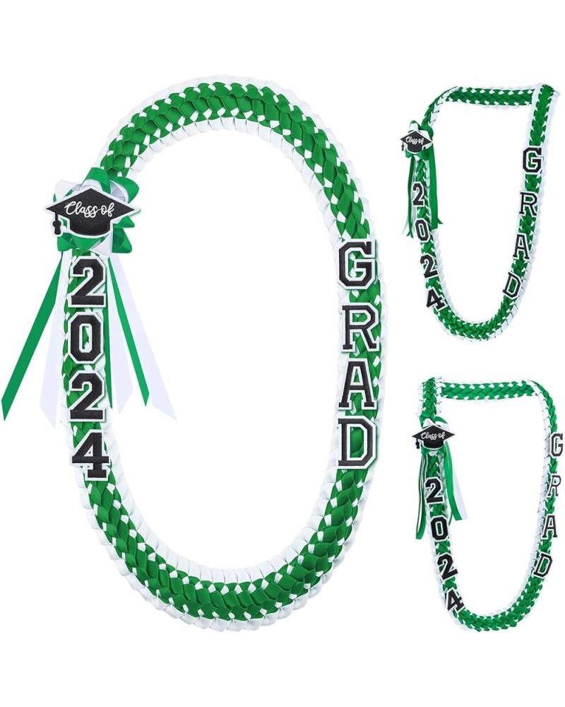 Grad Leis Class of 2024 Graduation Ribbon Double Braided Necklace Handmade Congrats Graduates Money Leis(Blue, White, 1 Pcs) ...