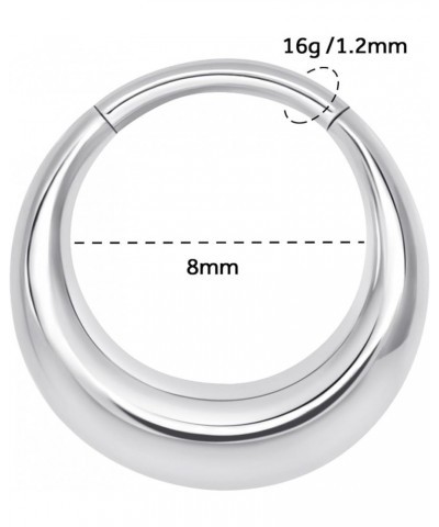 316L Stainless Steel Septum Rings Hoop for Women, 16G 8mm/10mm Stainless Steel Segment Nose Rings for Men, Cartilage Clicker ...