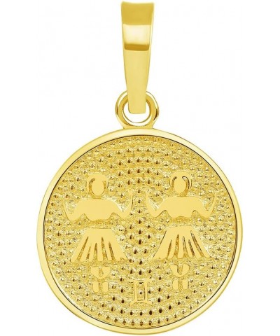 14k Yellow Gold Tiny Round Zodiac Sign Charm Horoscope Pendant Gemini $27.95 Pendants