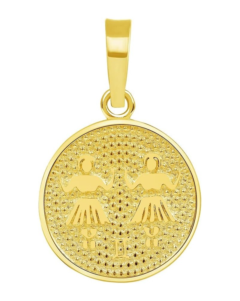 14k Yellow Gold Tiny Round Zodiac Sign Charm Horoscope Pendant Gemini $27.95 Pendants