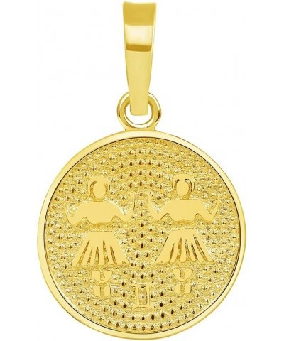 14k Yellow Gold Tiny Round Zodiac Sign Charm Horoscope Pendant Gemini $27.95 Pendants