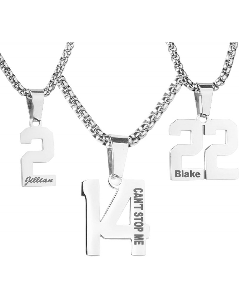 Custom Engraved Number Necklace - Personalized Stainless Steel Sports Chains 32 $35.74 Necklaces