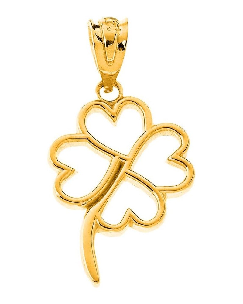 Certified 10k Gold Openwork Irish Four-Leaf Clover Good Luck Charm Pendant Yellow Gold 10K $40.95 Pendants