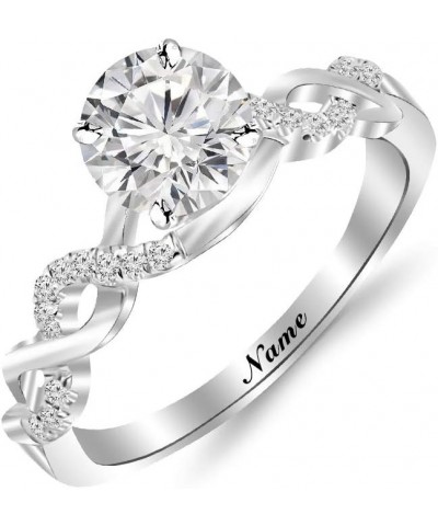 10K 14K 18K Gold Engagement Ring for Women,Split Shank Pave Set 1.3 Carat(cttw) Moissanite Wedding Rings With Engraved Name,W...