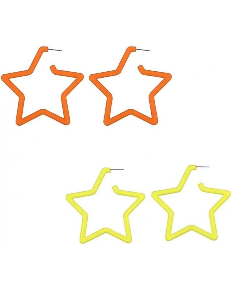 Acrylic Big Star Hoops Exaggerated Neon Earrings Shiny Y2k Earrings Prom Earrings Women'S Jewelry One Size Orange&Yellow $5.0...