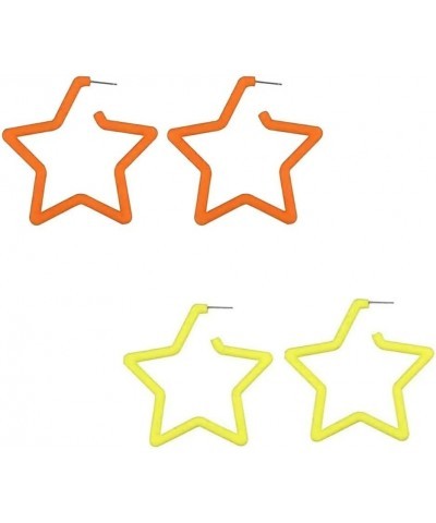 Acrylic Big Star Hoops Exaggerated Neon Earrings Shiny Y2k Earrings Prom Earrings Women'S Jewelry One Size Orange&Yellow $5.0...