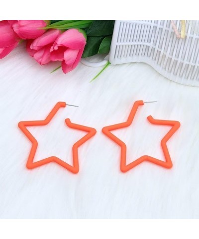 Acrylic Big Star Hoops Exaggerated Neon Earrings Shiny Y2k Earrings Prom Earrings Women'S Jewelry One Size Orange&Yellow $5.0...