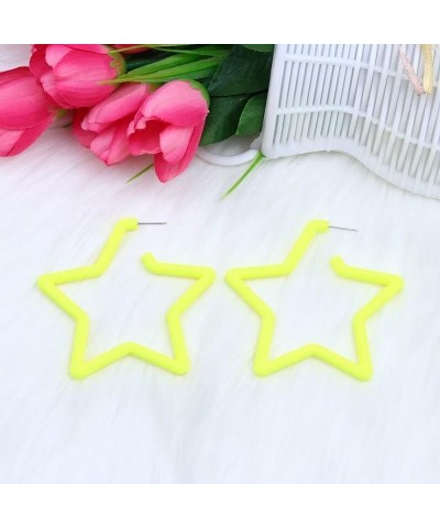 Acrylic Big Star Hoops Exaggerated Neon Earrings Shiny Y2k Earrings Prom Earrings Women'S Jewelry One Size Orange&Yellow $5.0...