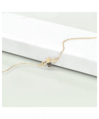 14k Yellow Gold Honey Bee Jewelry for Women, Fine Gold Pendant Gifts for Her Bee Anklet $63.55 Earrings