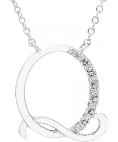 .925 Sterling Silver Diamond Accented Initial Necklace, Adjustable 18”-20” (G-H Color, I2-I3 Clarity) - Choice of Letter Q $5...