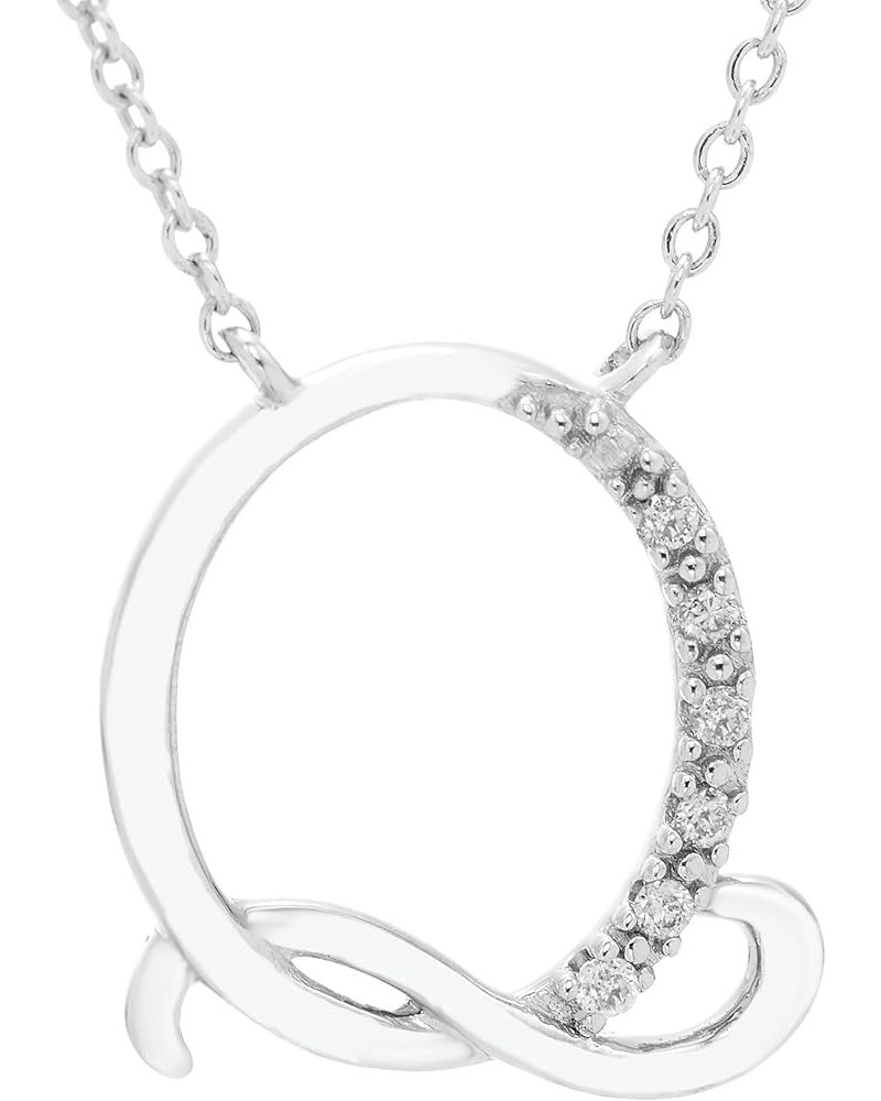 .925 Sterling Silver Diamond Accented Initial Necklace, Adjustable 18”-20” (G-H Color, I2-I3 Clarity) - Choice of Letter Q $5...