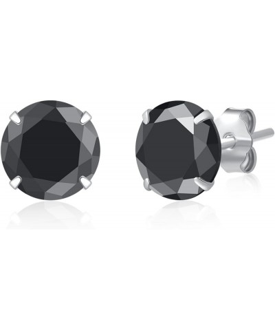 925 Sterling Silver Black Cubic Zirconia 3mm-8mm CZ Stud Earrings Men Women 6mm Stone $8.37 Earrings