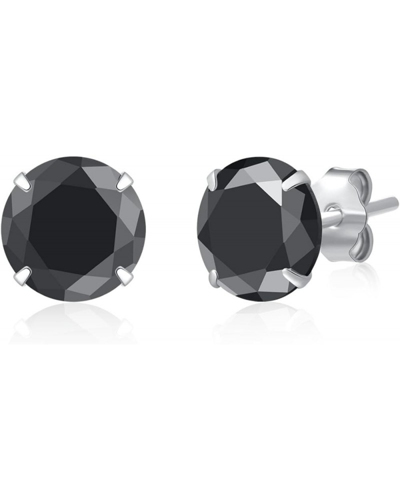 925 Sterling Silver Black Cubic Zirconia 3mm-8mm CZ Stud Earrings Men Women 6mm Stone $8.37 Earrings