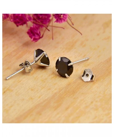 925 Sterling Silver Black Cubic Zirconia 3mm-8mm CZ Stud Earrings Men Women 6mm Stone $8.37 Earrings