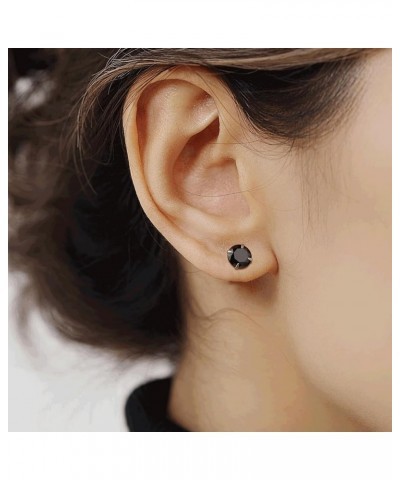 925 Sterling Silver Black Cubic Zirconia 3mm-8mm CZ Stud Earrings Men Women 6mm Stone $8.37 Earrings