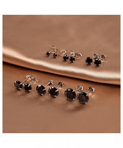 925 Sterling Silver Black Cubic Zirconia 3mm-8mm CZ Stud Earrings Men Women 6mm Stone $8.37 Earrings