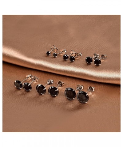 925 Sterling Silver Black Cubic Zirconia 3mm-8mm CZ Stud Earrings Men Women 6mm Stone $8.37 Earrings