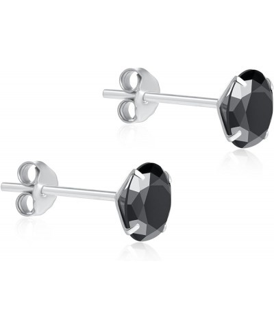 925 Sterling Silver Black Cubic Zirconia 3mm-8mm CZ Stud Earrings Men Women 6mm Stone $8.37 Earrings