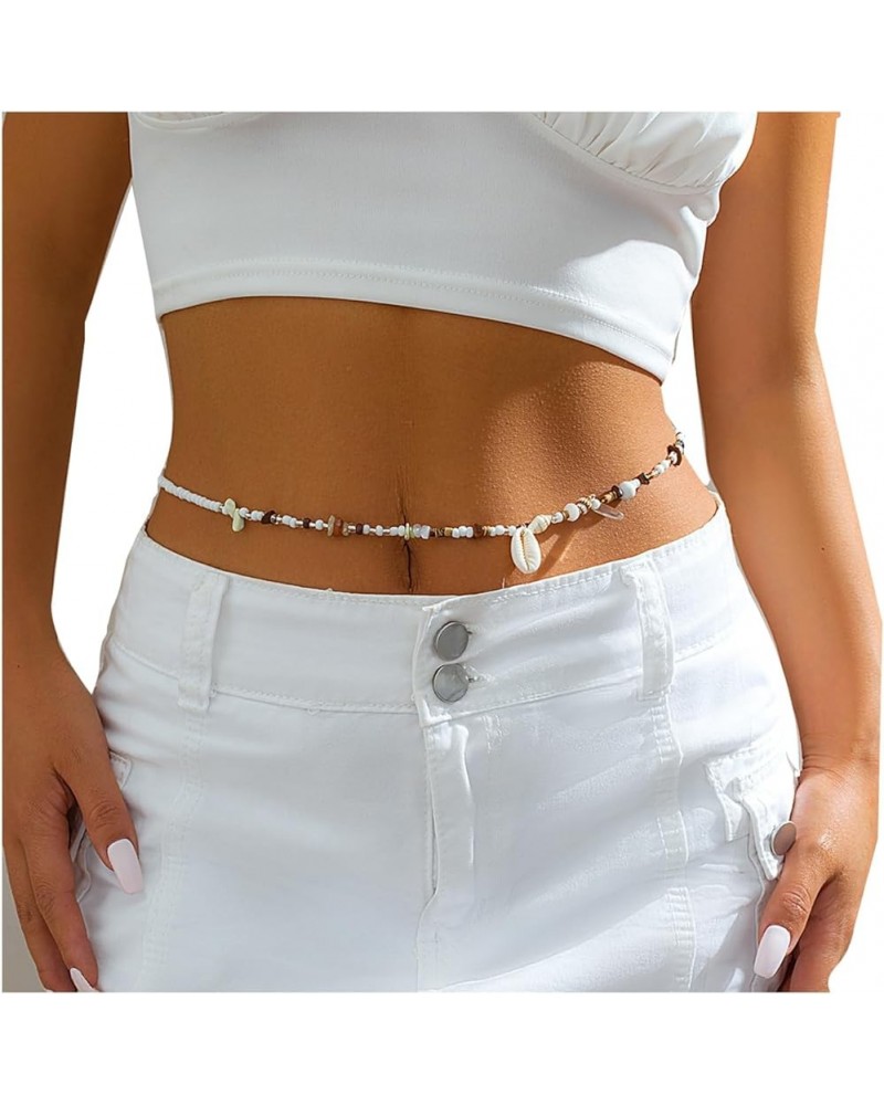 Bohe Beads Belly Waist Chain Summer Beach Bikini Body Chain Seashell Beaded Belly Chain for Women Multilayer Waist Body Jewel...